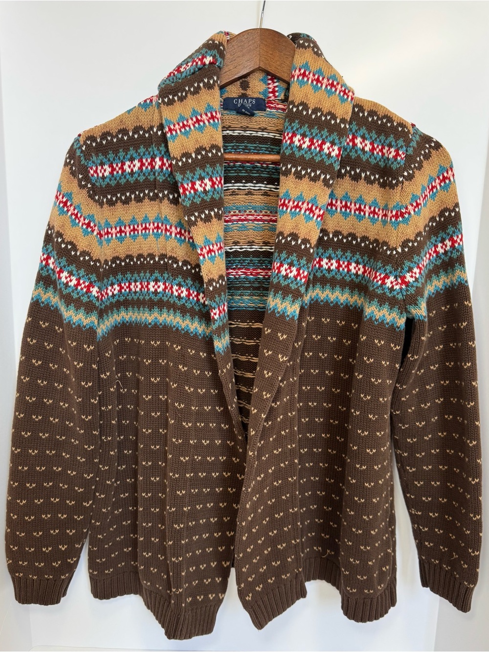 Vintage Chaps South Western Shawl Collared Cardigan Cotton Cardigan Size Medium